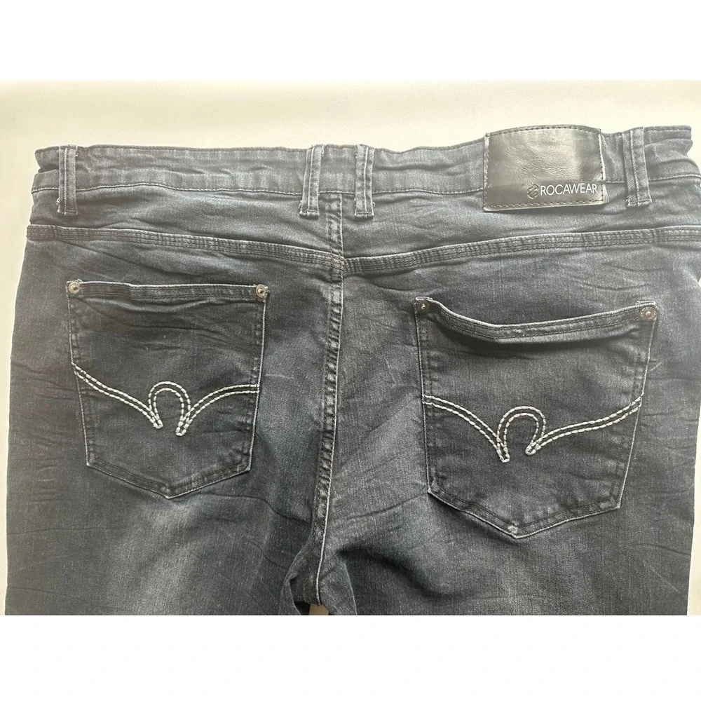 Rocawear Mens Jeans W38 x L32 Distressed Wash Blue Denim Straight Leg